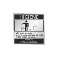 Placa Indicação Preta Higiene Sanitário Masculino Alumínio 15 x 15cm
