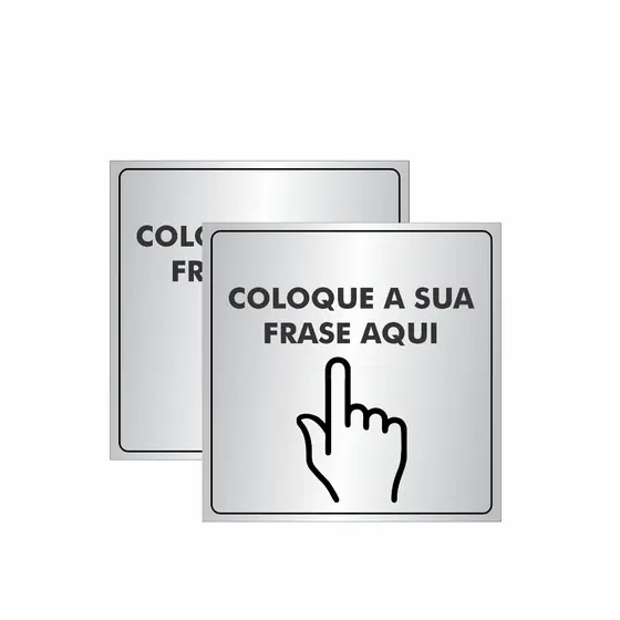 Kit com 2 Placas Indicação Porta ou Parede Alumínio Personalizada 5x5cm ou 10x10cm ou 15x15cm
