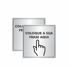 Kit com 2 Placas Indicação Porta ou Parede Alumínio Personalizada 5x5cm ou 10x10cm ou 15x15cm