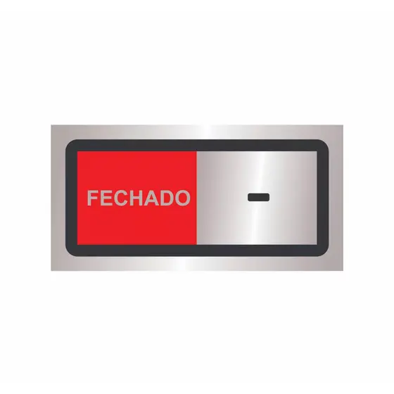 Placa Com Trilho Porta Aberto E Fechado Alumínio 30x15cm