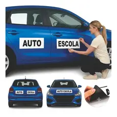 Kit 7 Adesivos Magnéticos Para Auto Escola Branco Ou Amarelo