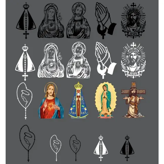 20 Adesivos Religiosos Jesus Nossa Senhora Aparecida Rogai Por Nós DTF p/ carro motos celular