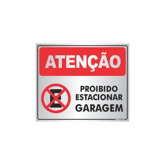 Placa Garagem Proibido Estacionar e Parar em Alumínio Personalizado 30x20cm 45x20cm 70x50mm