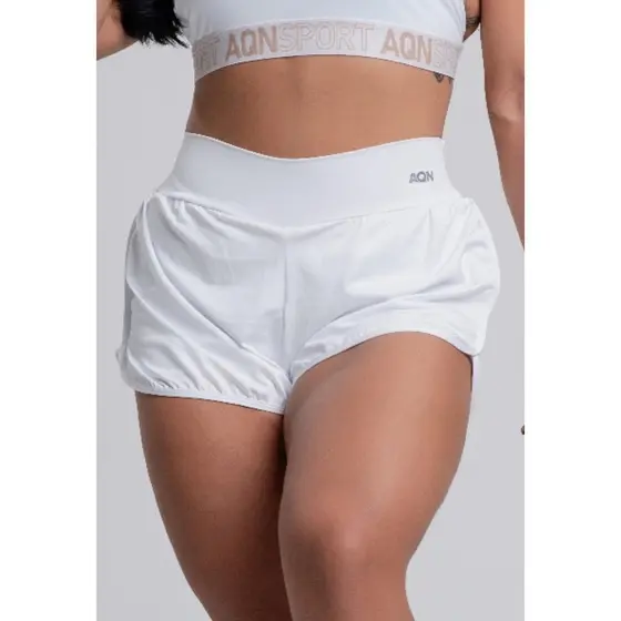 Short Beach Tennis Versatily Branco Fitness Feminino Academia Yoga Corrida AQN SPORT