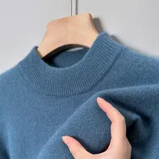 Novo inverno homens camisola de lã quente cor sólida cashmere colo interno pullovers mens moda casual blusas gola alta malhas
