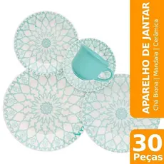 Aparelho de Jantar/Chá Biona Mandala, Cerâmica, 30 Peças
