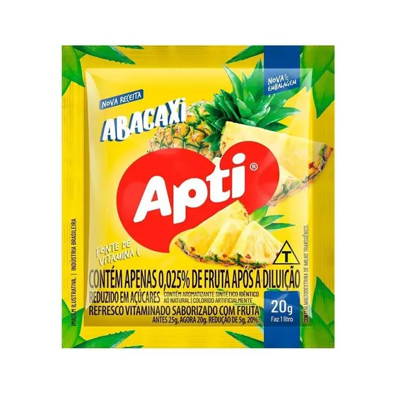 Refresco em Pó Apti Abacaxi 20g - Embalagem com 15 Unidades