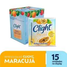 Refresco em Pó Clight sem Açúcar de Maracujá 8g - Display com 15 Unidades