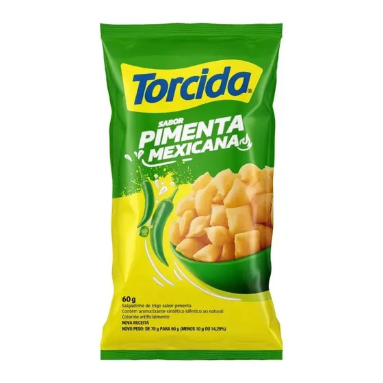 Salgadinho Torcida Pimenta Mexicana 60g - Embalagem com 24 Unidades