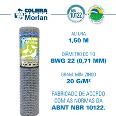 Tela Coleira Branca Morlan para Galinheiro 2x22x1,50m 50m