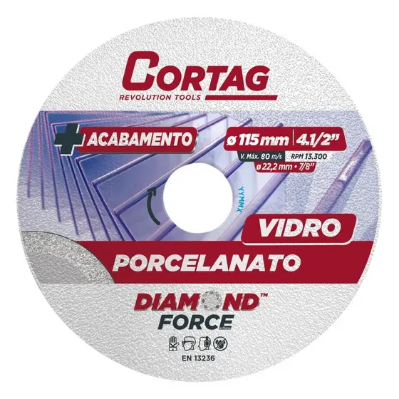 Disco Diamantado Cortag Porcelanato/Vidro 115x22,22mm