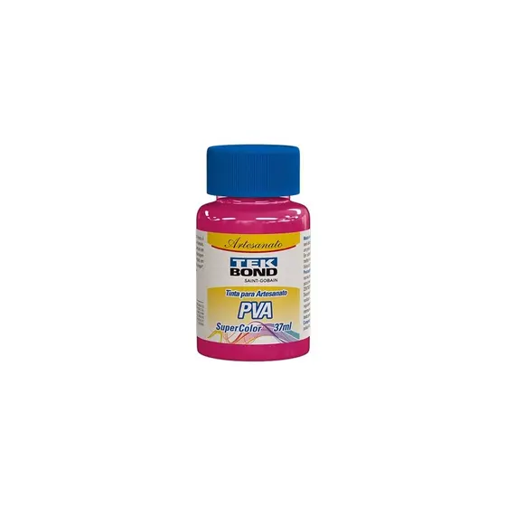 Tinta PVA para Artesanato Tekbond Super Color Pink 37ml - Embalagem com 12 Unidades
