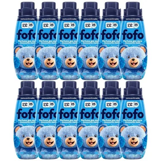 Amaciante Fofo Concentrado Azul Tudão 500ml - Embalagem com 12 Unidades