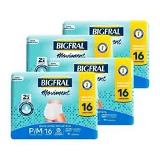 Roupa Íntima Bigfral Moviment Tamanho P/M - 4 Pacotes com 16 Fraldas - Total 64 Tiras