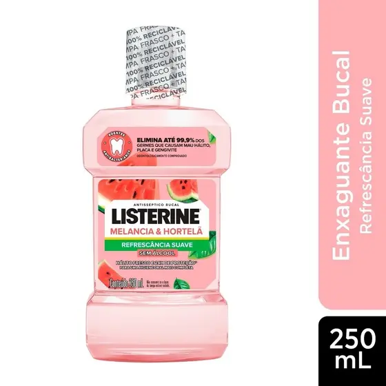 Enxaguante Bucal Listerine, Melancia e Hortelã sem Álcool 250ml