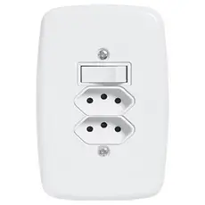 Interruptor Ideale Pluzie 1 Tecla Simples + 2 Tomadas 2P+T - 10A com Placa 4X2 Branco