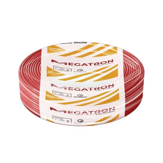 Cabo Flexível Megatron 4mm x 100m Rolo 750V Vermelho