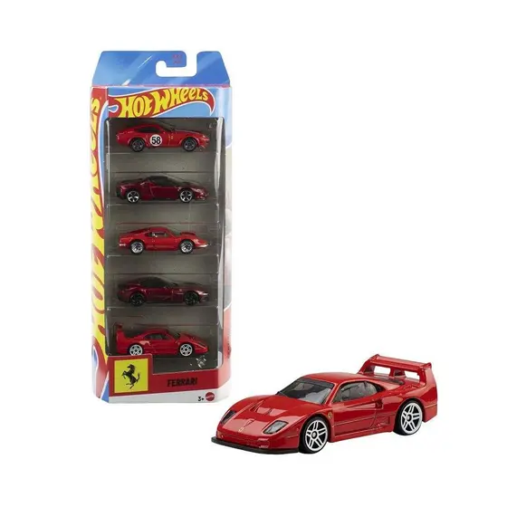 Carrinho Hot Wheels Ferrari - Embalagem com 5 Unidades JLN12 (SORTIDO)