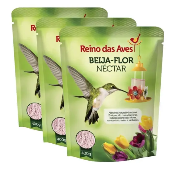 Kit 3un Nectar Para Beija Flor Refil 400g Reino das aves