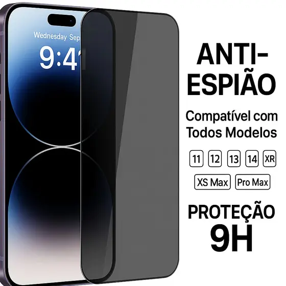 Película de Celular 3D ceramica Privativa Anti Spy Para IPhone Modelos Privacidade 8 XS XR 11 12 13 14 15 16 Pro Max 001