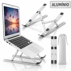 Suporte Para Notebook Base Dobrável de Alumínio Ergonômico Ajustável Fino Portátil Com Estojo 002
