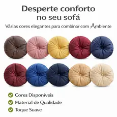 Almofada Redonda C/ Botao 40x40cm Diversas Cores