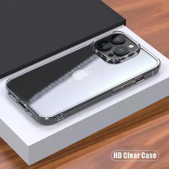 Capa HD Transparente Rígida À Prova De Choque Para iPhone Air 17 16 15 14 13 12 11 Pro Max Plus 12 13 Mini XR Xs