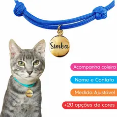 Coleira Para Gato Com Plaquinha De Identificação Com Nome e Telefone