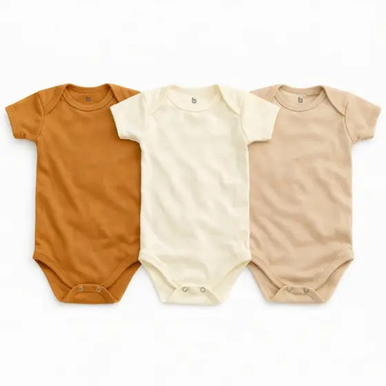 Kit Body Liso Bebê Neutro 3 Peças 100% Algodão.