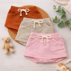 Short Saia Tapa Fralda Bebê Menina Verão 100% Algodão