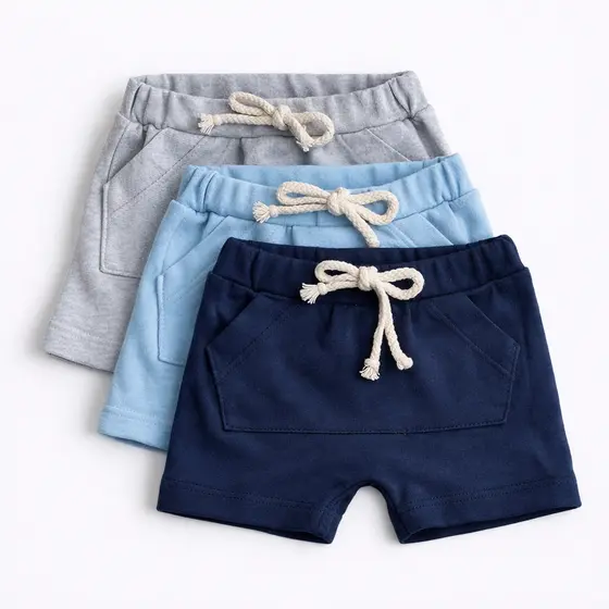Kit com 3 Bermudinhas de Bebê Infantil 100% Algodão.