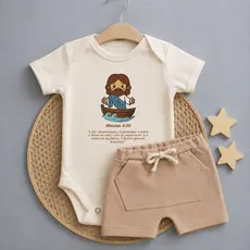 Conjunto para bebê Biblico Jesus Enxoval Evangelico Baby 100% Algodão