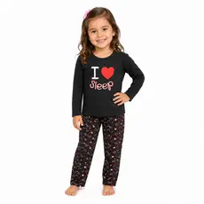 Pijama Infantil Feminino Longo Menina Malha PV Meia Estação 2 a 8 Anos