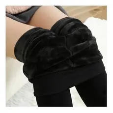 Meia Calça Térmica Pelúcida Grossa Cintura Alta Inverno Confortável Cor Preta Com Pé