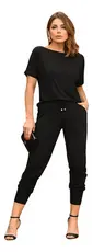 Conjunto Feminino Calça Jogger Cintura Alta + Blusa Blusinha Social 2 peças