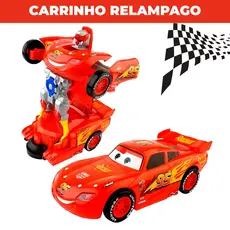 Brinquedo de Menino Carrinho Estilo Relâmpago Mcqueen Carros Transforma Robô Som E Luzes Cars