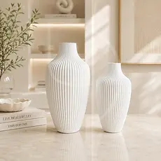 Kit 2 Vasos Cone Ripados Decorativos Moderno Para Sala, Quarto, Cozinha Impressão3D