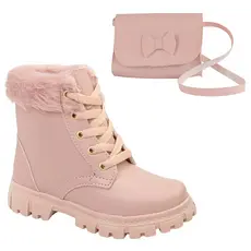 Kit Bota Feminina Infantil E Bolsa Infantil Menina Blogueira