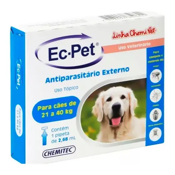 EC PET 2,68mL Chemitec Antipulgas e Carrapatos - Cães de 21 a 40Kg