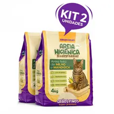 Kit 2 Areia Higiênica Biodegradável Grãos Finos Milho e Mandioca (100% Natural)