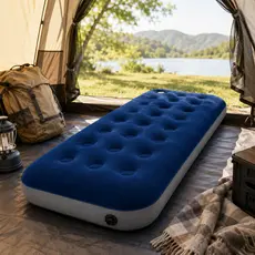 Colchão Inflável Solteiro 191x73x22 Bomba Ar Embutida Prático para Visitas Viagens e Camping