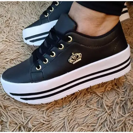 Tênis Feminino Plataforma Leve Confortável Casual Coroa  4.4 barato