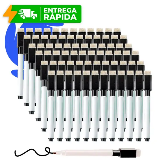 Canetas Preto Para Quadro Branco Com Apagador E Imã tampa preta