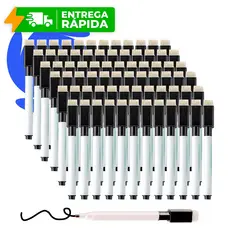 Canetas Preto Para Quadro Branco Com Apagador E Imã tampa preta