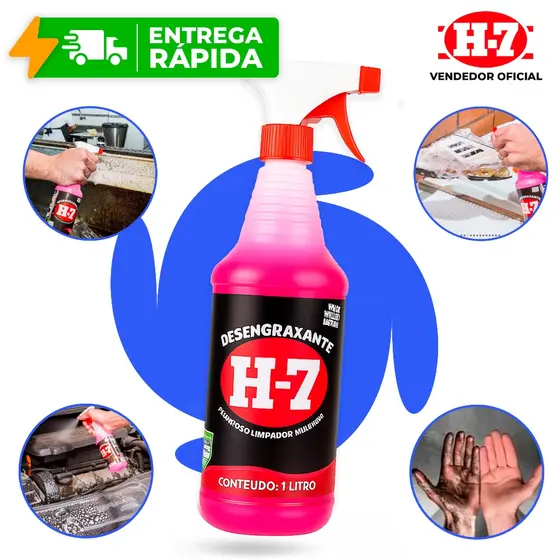 Desengraxante H7 Original 500ml 1L com Gatilho ou Refil Motor Cozinha Piso Limpeza Pesada Multiuso