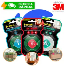 Dupla Face 3M Original Essenciais Extra Forte, Transparente e Banheiro Fixa Quadro Espelho Nicho