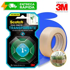Fita Dupla Face 3M Transparente Fixa Forte 24mm X 2m Para Vidro Fixa Quadro Espelho Chave 5kg Scoth