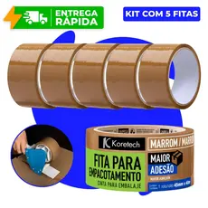 Kit Fita Adesiva Marrom Empacotamento 45mm x 40m 3 5 ou 10 Rolos BOPP Lacrar Caixa Papelão Mudança