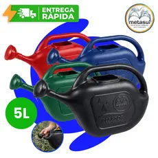 Regador Plástico 5 Litros com Bico Chuveiro Removível Metasul Alça Jardim Plantas Jardinagem Quintal