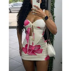 Conjunto Cropped e Saia Empina Bum Bum Mini Estampas Florais Laterais Drapeadas Tendência Creep Material